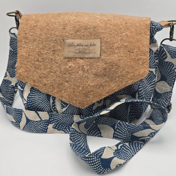 Sac bandoulière en coton Ginkgo & en tissu liège naturel